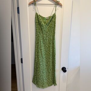 Reformation Green Floral Midi Dress
